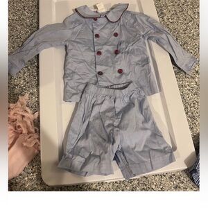 Bailey Boys Classics Light Blue Button-Up Shirt with Red Plaid Trim